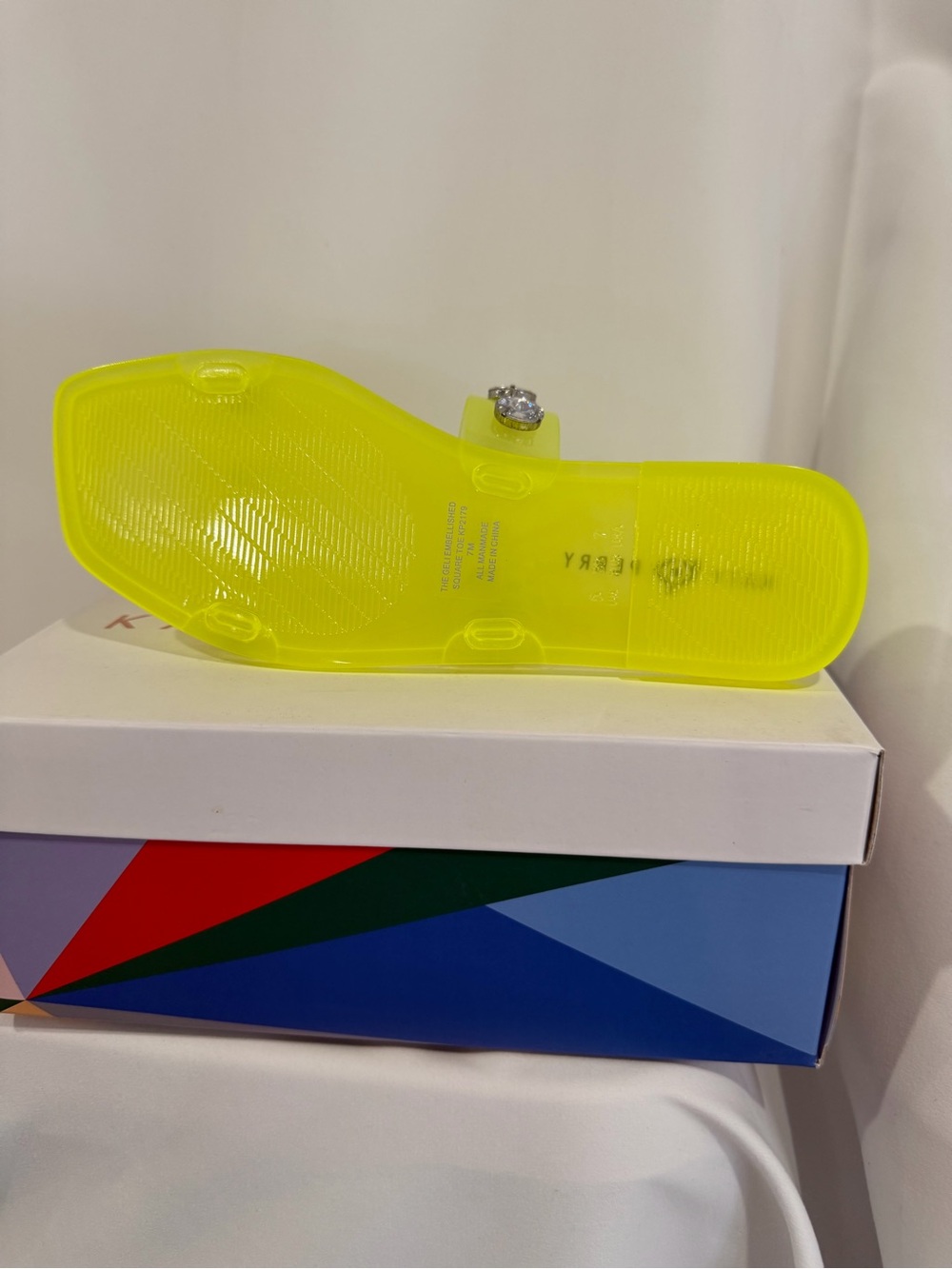 Katy Perry Collections Neon Yellow Jeweled Slide Sandals - Picture 4 of 8